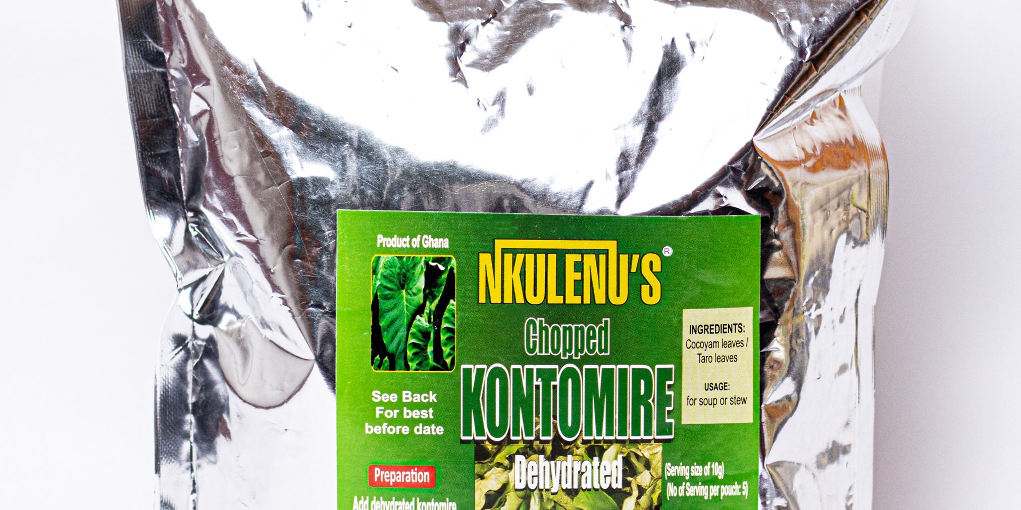 Nkulenu's chopped kontomire dehydrated